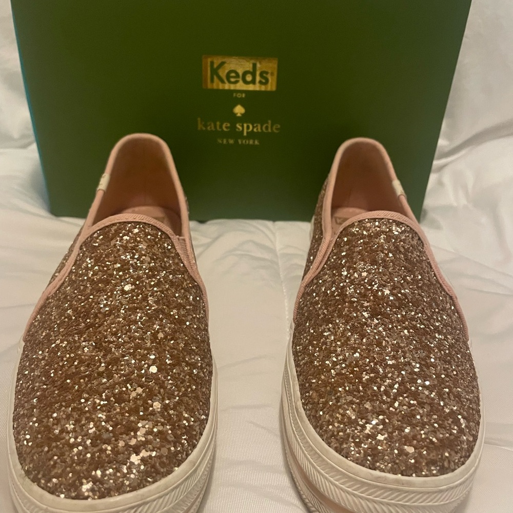 Keds Kids Glitter Slip-On Sneakers - Rose Gold